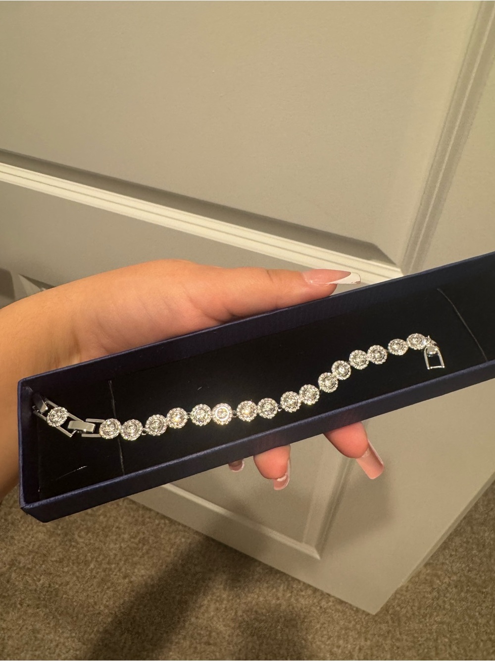 Swarovski Silver Crystal Round-Cluster Bracelet
